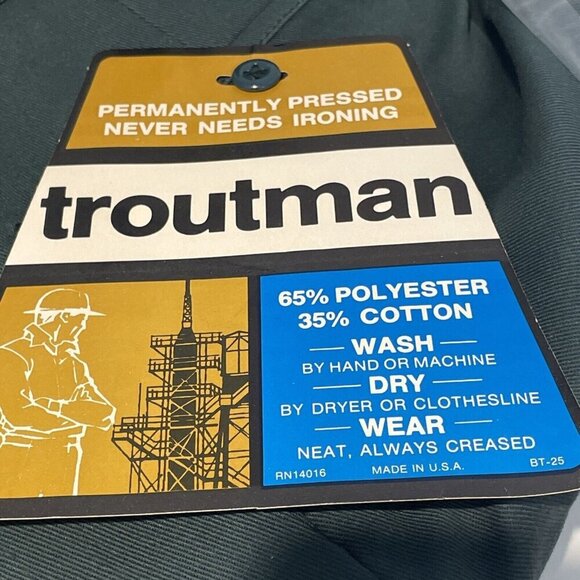 Vintage 90s Troutman Work Pants Size 37X30 Hunter Green Workwear Made in USA NWT - Picture 11 of 11